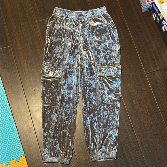 Purple/ Gray Velvet Cargo Pants - Picture 1 of 3